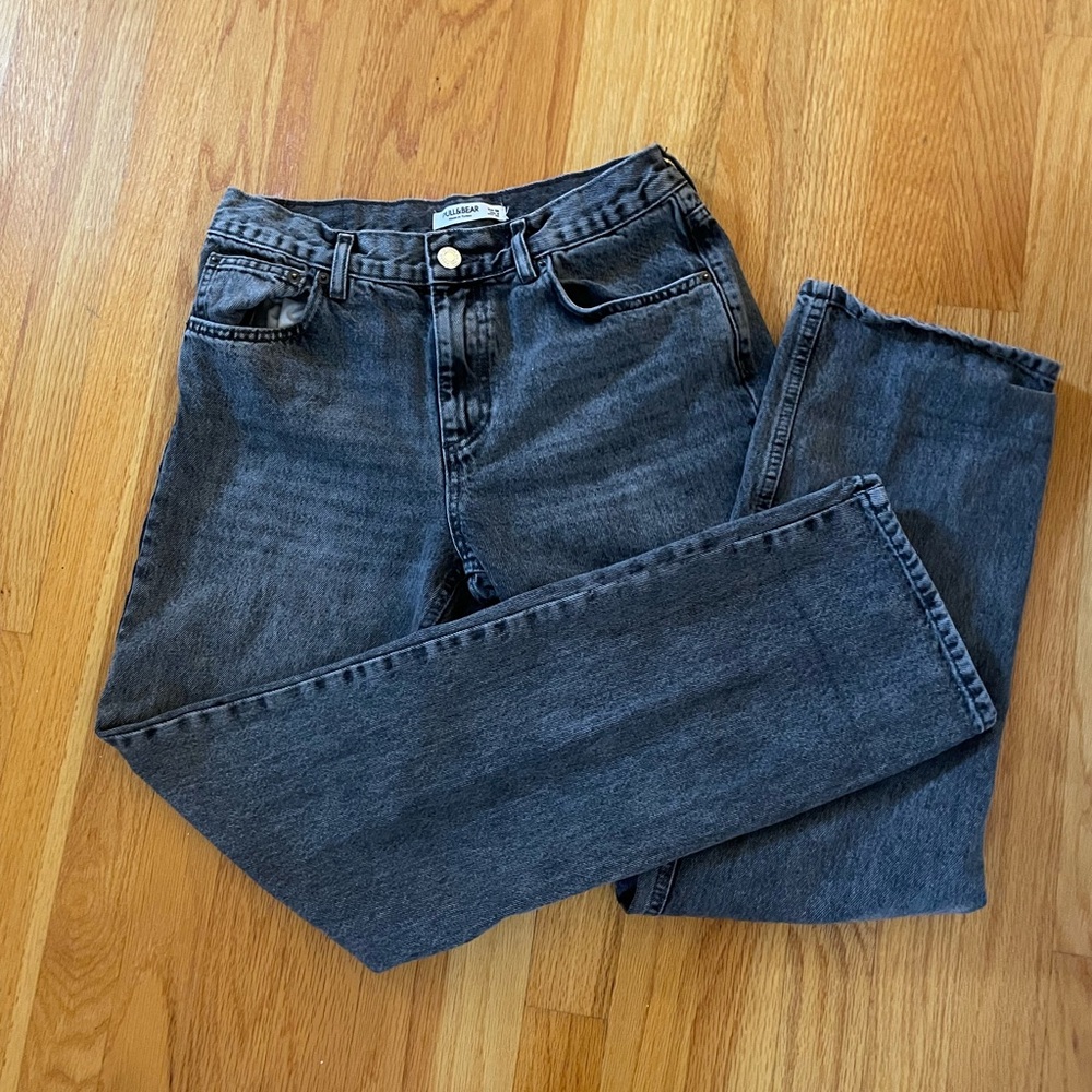 Pull&Bear Dark Gray Straight Leg Jeans